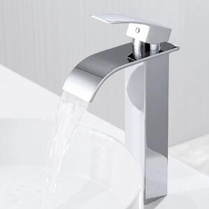 Rubinetto a cascata per lavabo - Modello alto - Miscelatore monocomando - Montaggio monoblocco - Acciaio inossidabile 304 - Cartuccia in Vetroceramica - Cromato