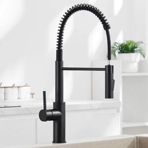 Miscelatore per cucina - Miscelatore per lavello - Bocchetta estraibile con sistema a molla - 2 funzioni spray - Acqua calda/fredda - Acciaio inossidabile 304 - Nero