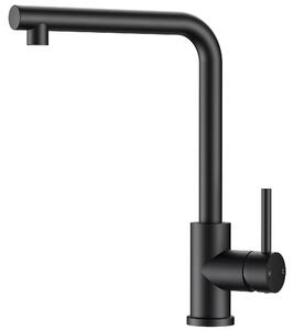 Rubinetto da cucina con beccuccio alto, miscelatore monocomando in acciaio inossidabile a forma di L, girevole a 360°, colore nero