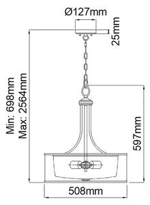 Kichler KL-LACEY-P-L-AP - Lampadario a catena LACEY 4xE27/60W/230V cromo opaco