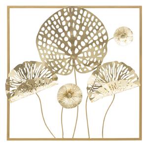 Pannello In Ferro Gold Flowers cm 50X5X50