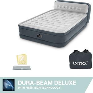 Materasso ad aria - Intex Ultra Plush - Materasso ad aria con sezione per la testa - 2 persone - 152x236x86 cm (LxLxH) - Grigio - Pompa a motore incorporata