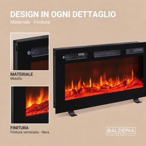 Caminetto elettrico da incasso BALDERIA Leif 40 – Potenza termica fino a 1800 W, nero