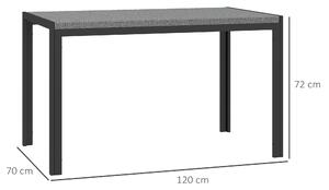 Outsunny Tavolo da Giardino in Rattan PE per 4 Persone con Struttura in Metallo, 120x70x72cm, Grigio