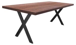 Tavolo da pranzo in legno e metallo con piedi a X bianchi - 220x100 cm