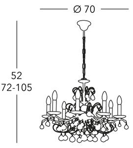 Kolarz 3234.88.3.KoT- Lampadario in cristallo con catena CARMEN 8xE14/60W/230V oro 24K