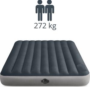 Materasso gonfiabile - Intex Single-High - 2 persone - 152x203x25 cm (LxLxH) - Blu/grigio - Con pompa a batteria incorporata