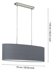 Eglo 55276 - Lampada a sospensione con cavo PASTERI 2xE27/60W/230V grigio