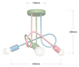 Plafoniera da soffitto OXFORD 3xE27/15W/230V verde/rosa/blu