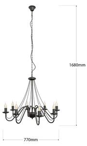 Lampadario a catena MALBO 8xE14/10W/230V nero