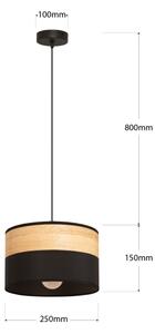 Lampada a sospensione con cavo ALBA 1xE27/15W/230V diam. 25 cm nero/marrone