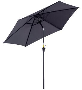 Outsunny Ombrellone da Giardino Inclinabile, Apertura a Manovella, Φ2.7x2.35m Grigio|Aosom