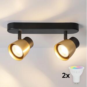 Brilagi - Faretto LED RGBW dimmerabile NUGGET 2xGU10/4,8W/230V nero/oro