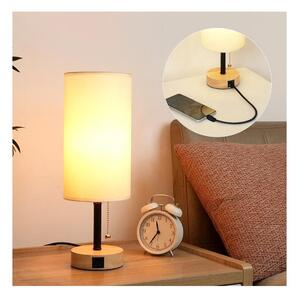 Brilagi - Lampada da tavolo con porta USB TABLON 1xE27/25W/230V rovere/nero/crema