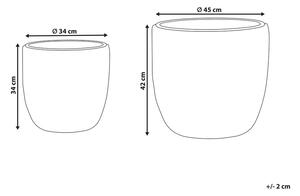 Set di 2 vasi per piante marrone PE Rattan rotondo per interni e per esterni con inserto in plastica Beliani