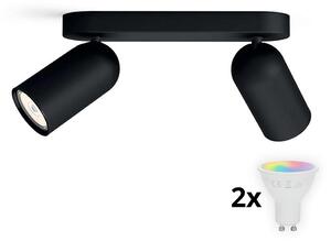 Philips - Faretto LED RGBW dimmerabile PONGEE 2x GU10 / 4,8W / 230V nero + telecomando