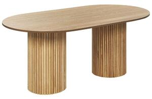 Tavolo da pranzo in legno chiaro MDF Piano in legno di gomma Gambe 180 x 100 cm Stile rustico moderno Beliani