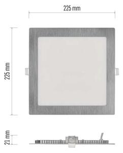 Plafoniera LED da incasso NEXXO LED/18W/230V 3000/3500/4000K argento 22,5x22,5 cm