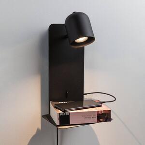 Paulmann Malena USB spot parete con mensola, nero