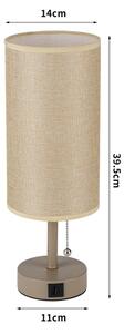 Brilagi - Lampada da tavolo con porta USB TABLON 1xE27/25W/230V beige