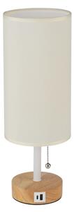 Brilagi - Lampada da tavolo con porta USB TABLON 1xE27/25W/230V rovere/bianco/crema