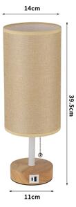 Brilagi - Lampada da tavolo con porta USB TABLON 1xE27/25W/230V rovere/bianco/beige