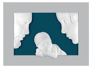 Bongelli Preziosi Capezzale moderno figura della sacra famiglia in marmorino e cornice in legno Marmorino Blu Capezzali con Sacra Famiglia,Capezzali Moderni