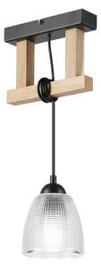 Lampadario a sospensione con cavo LEANDRA 1xE27/15W/230V rovere/nero