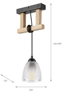 Lampadario a sospensione con cavo LEANDRA 1xE27/15W/230V rovere/nero