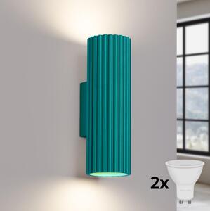 Brilagi - Lampada da parete LED CRESTO 2xGU10/10W/230V 20 cm turchese