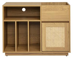 Credenza portavinili finitura legno chiaro rovere e intreccio in rattan L95 cm ALICANTE