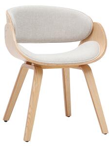 Sedia di design in tessuto effetto velluto testurizzato beige e legno chiaro BENT