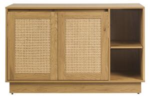 Mobiletto da bagno finitura legno chiaro rovere e intreccio in rattan L120 cm ALICANTE