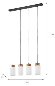 Lampadario sospeso con cavo MARKUS 4xE27/15W/230V nero/rovere
