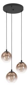Eglo 901925 - Lampadario a cavo ARISCANI 3xE27/60W/230V nero/beige/fumé