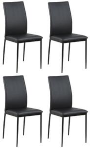 4 x Sedia DEMINA ecopelle Nera – MODERNE PER SALONE/SALA DA PRANZO/CUCINA/UFFICIO