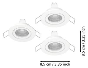 Eglo 902235 - Set di 3 lampade LED da soffitto per bagno BARRANCO, 1x GU10/4,5W/230V, IP44, bianca