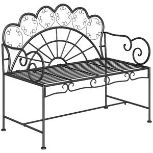 Outsunny Panchina da Giardino Biposto Stile Classico in Ferro 113 x 56.5 x 90.5cm, Nero