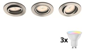 Philips 50393/17/PN - Set da 3 faretti LED RGBW dimmerabili per controsoffitto 1xGU10/4,8W/230V cromo + telecomando