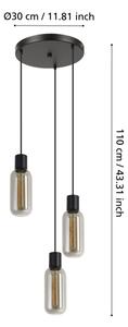 Eglo 901004 - Lampadario a sospensione con cavo MAIONE 3xE27/4W/230V nero/fumé