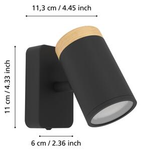 Eglo 300001 - Faretto da parete per bagno CONSUMA 1xGU10/3W/230V IP44 nero/beige