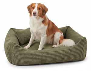 4L Textil: Cuccia per cani in tessuto Manchester con bordo, rivestimento removibile e lavabile, adatta a cani di taglia media, dimensioni 100x80 cm, colore verde oliva