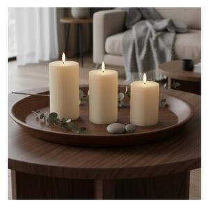 Set 3x candele LED BRILLO, LED/3xAAA, colore crema + telecomando
