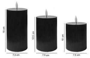 Set di 3 candele LED BRILLO LED/2xAA nere + telecomando
