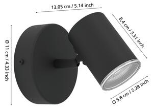 Eglo 901964- Faretto da parete per bagno CONSUMA 1xGU10/5W/230V IP44 nero