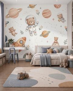 Carta da parati Simpatici orsacchiotti astronauti tra pianeti, razzi e stelle, in uno stile morbido dai, Carta da parati Buffer, w10096 : Uwalls.it