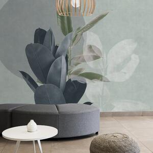 Carta da parati Foglie eleganti su uno sfondo pastello, Carta da parati Foglie di Palma, Carta da parati popolare, u71334v2 - Tapeko.it