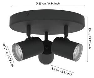 Eglo 901965 - Faretto da bagno CONSUMA 3xGU10/5W/230V IP44 nero