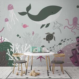 Carta da parati Mondo sommerso nei colori nero e viola, Carta da parati per Bambini, u93763v2 : Uwalls.it