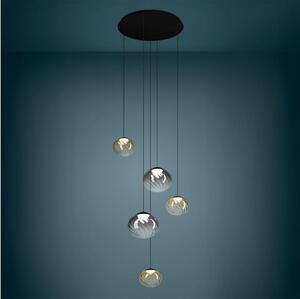 Eglo 390482 - Lampadario LED dimmerabile a sospensione su cavo PANTOJA 5xLED/5,8W/230V beige/fumé + telecomando
